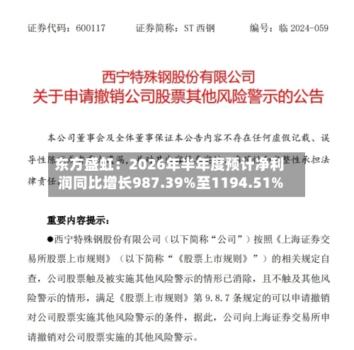 东方盛虹：2026年半年度预计净利润同比增长987.39%至1194.51%