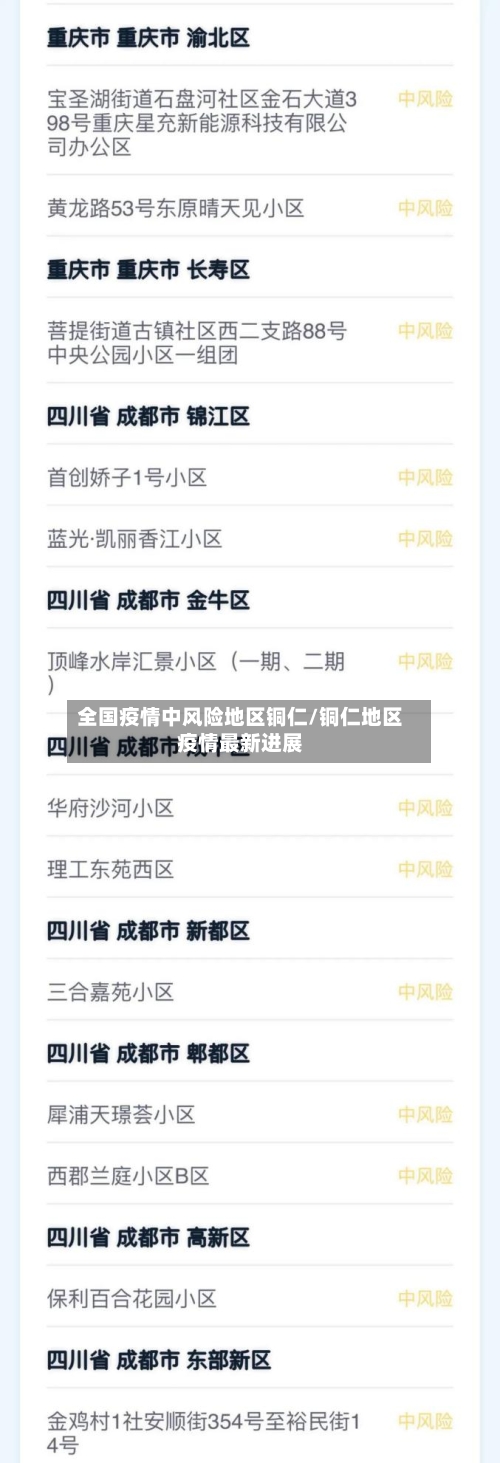 全国疫情中风险地区铜仁/铜仁地区疫情最新进展