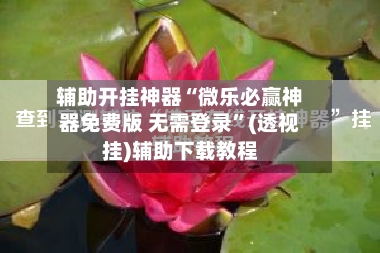 辅助开挂神器“微乐必赢神器免费版 无需登录”(透视挂)辅助下载教程